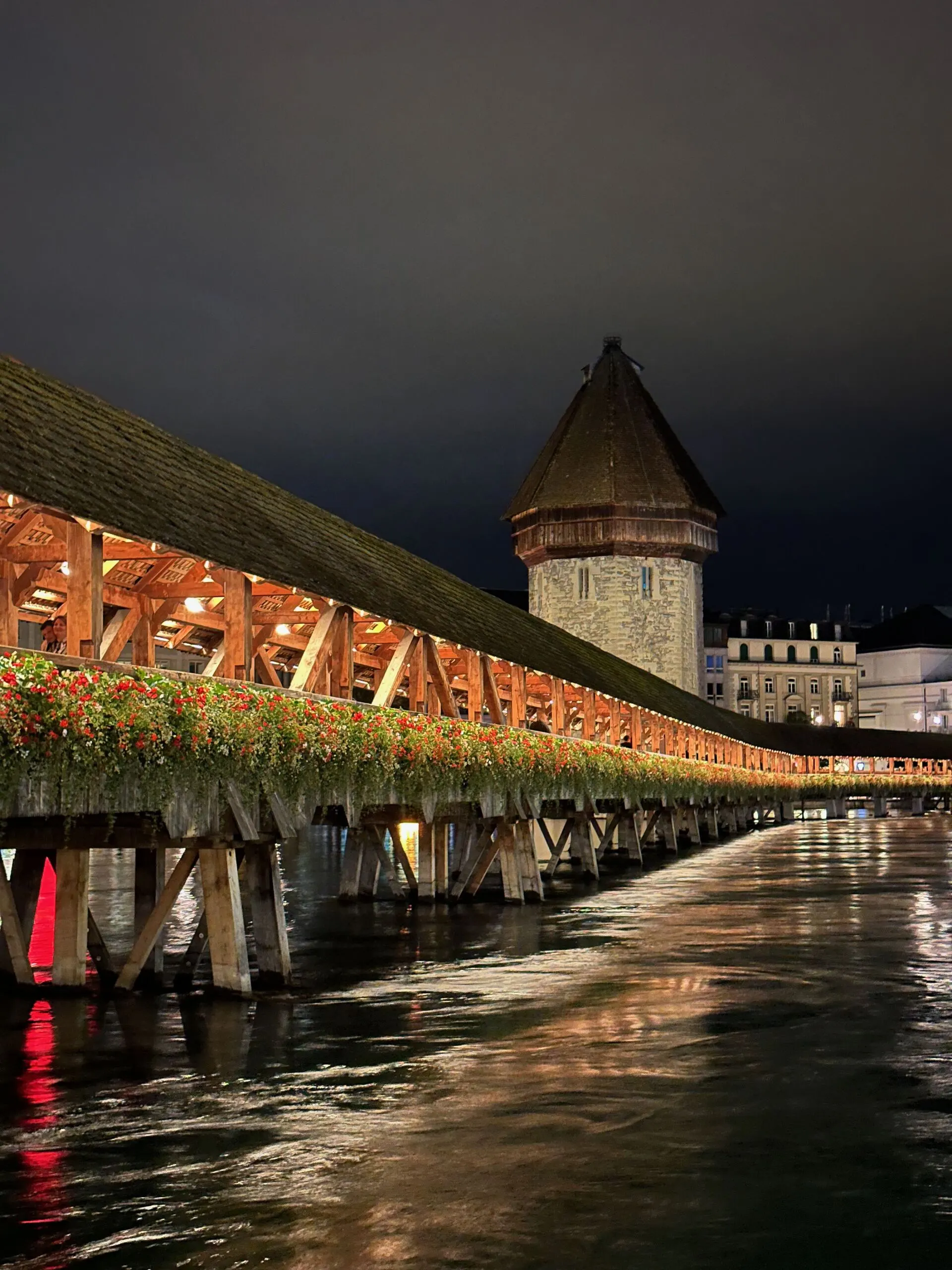 Chapel Bridge in Lucerne at night