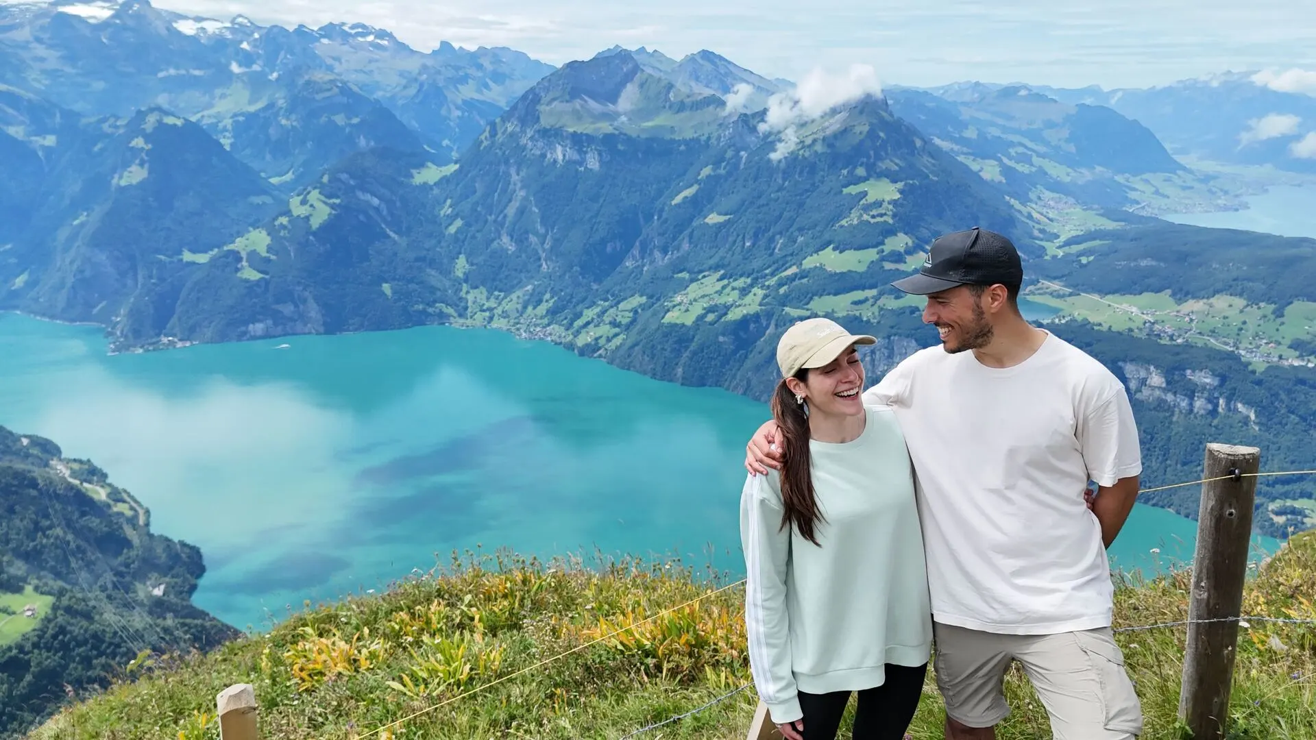 Stoos Ridge hike with panoramic views of Lake Lucerne and surrounding Alps
