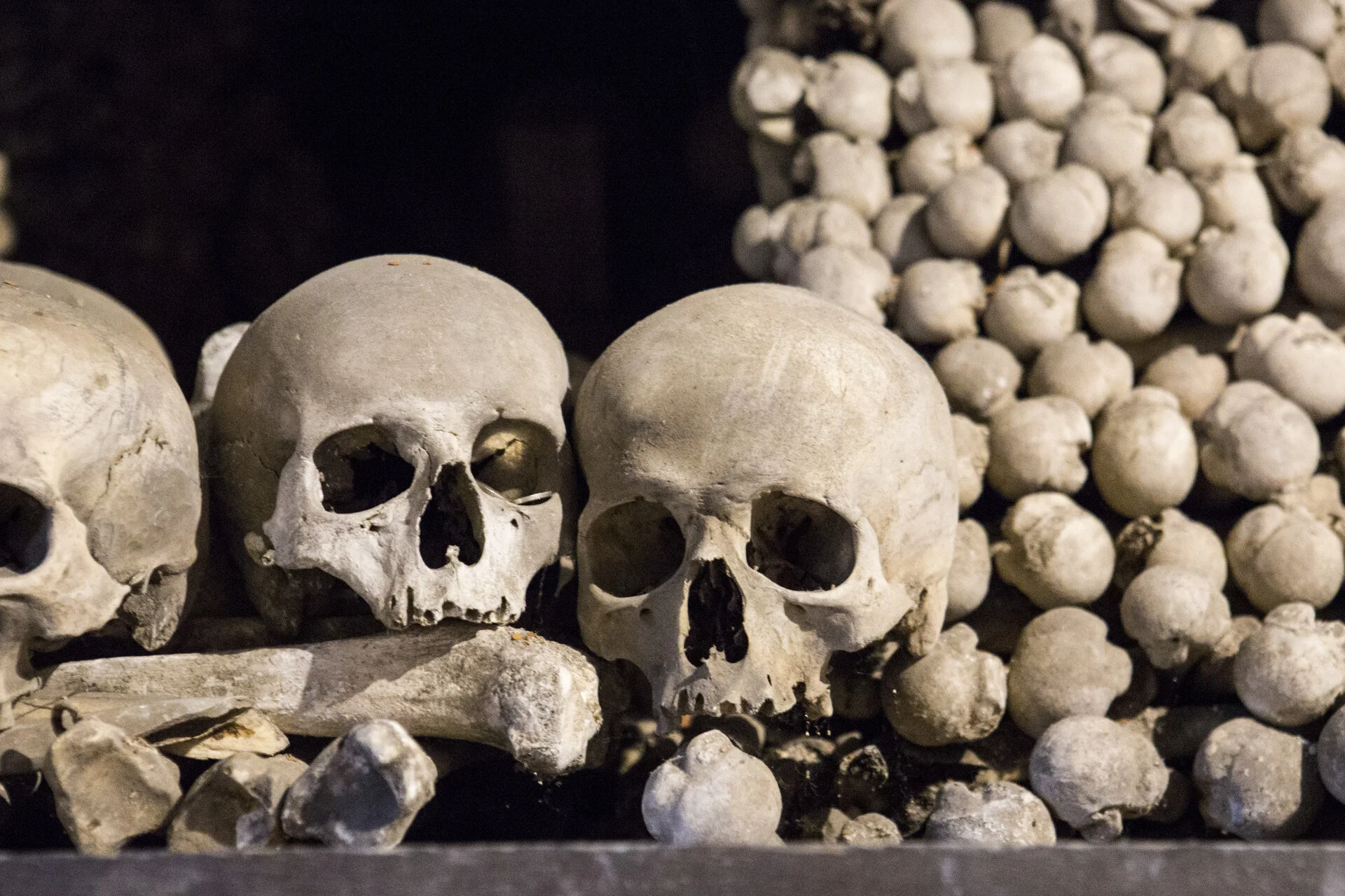Sedlec Ossuary in Kutná Hora with the famous bone chandelier made from approximately 40,000 human skeletons