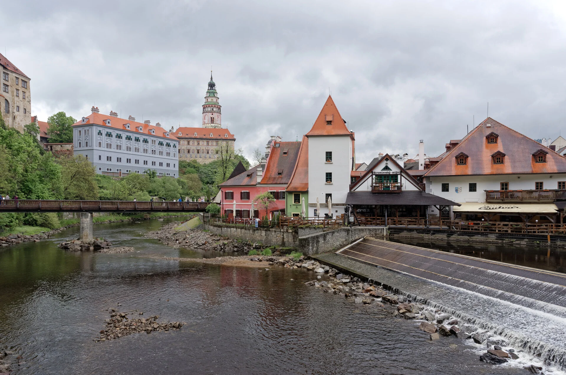 Český Krumlov medieval castle and town curling along the Vltava River bend in southern Bohemia