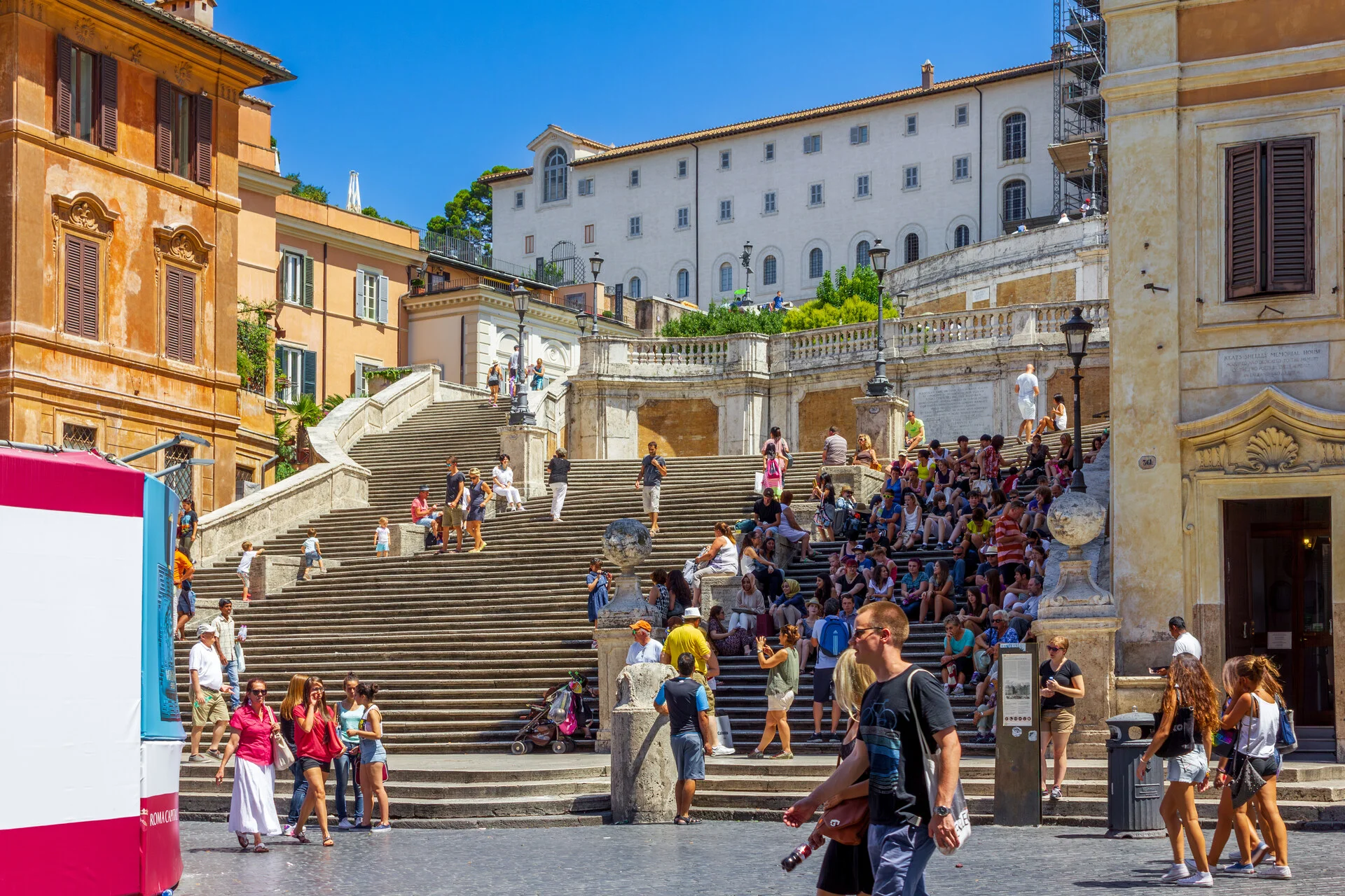 The Spanish Steps sweeping up to the Trinità dei Monti church in Rome