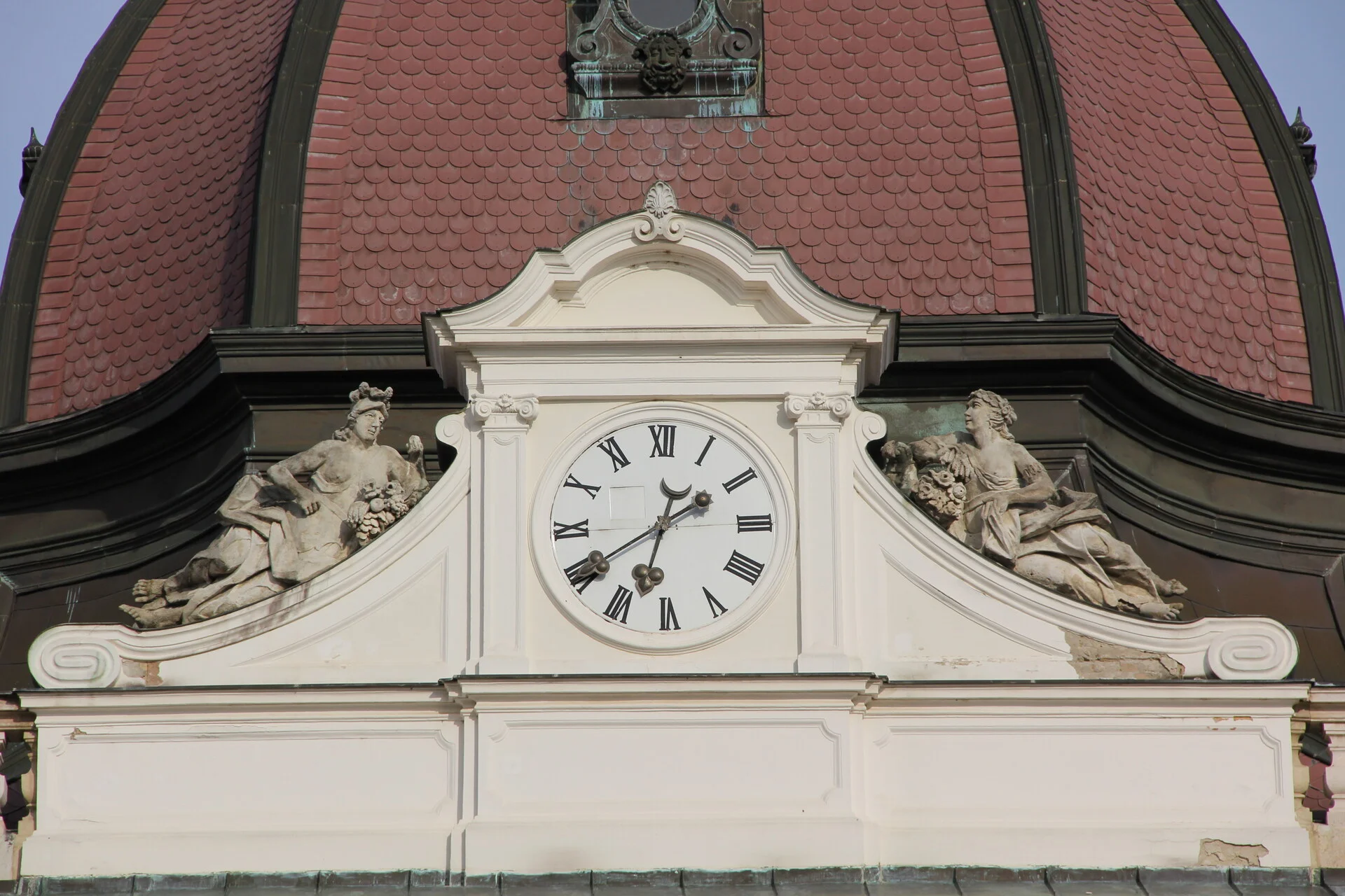 The baroque facade of the Royal Palace of Gödöllő near Budapest