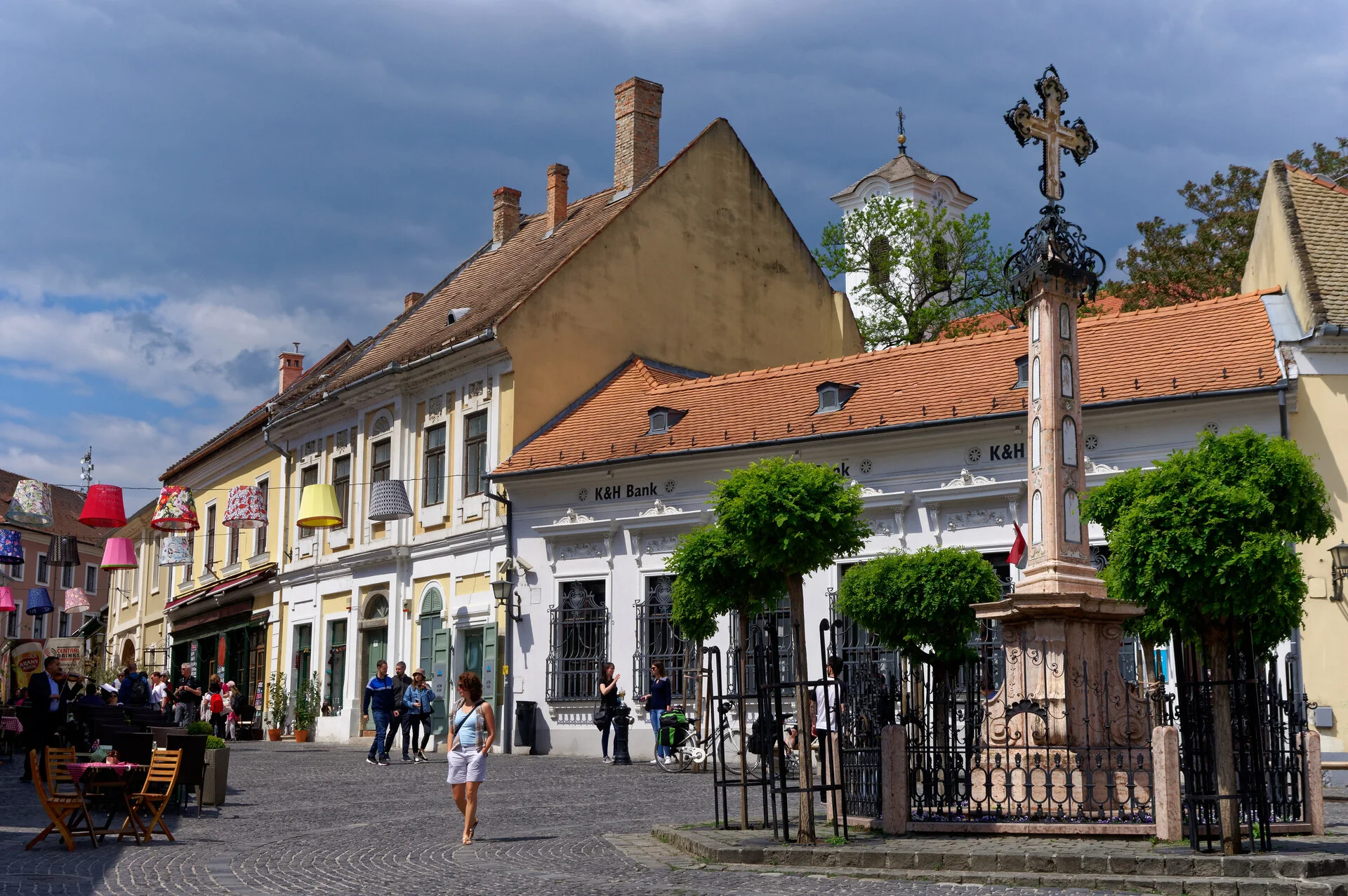 Szentendre colorful baroque main square (Fő tér) near Budapest