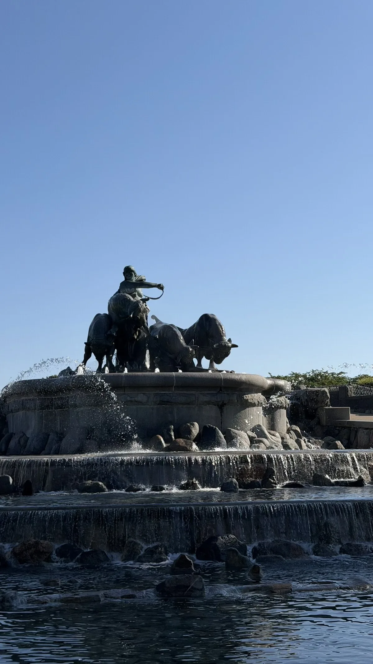 The Gefion Fountain in Copenhagen, a large bronze sculpture of a goddess driving four oxen