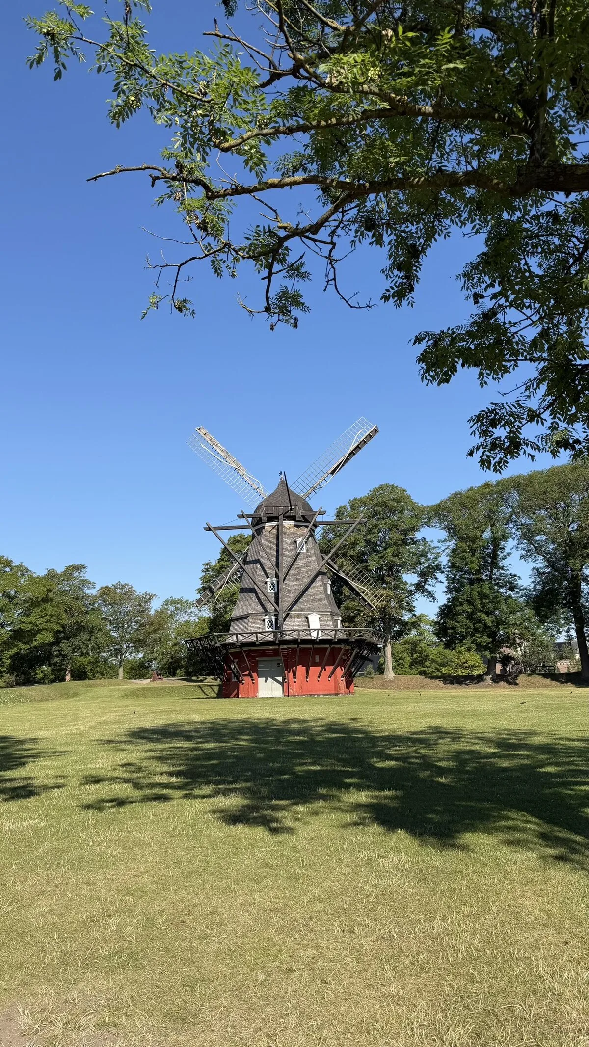 The historic windmill on the ramparts of Kastellet star fortress in Copenhagen