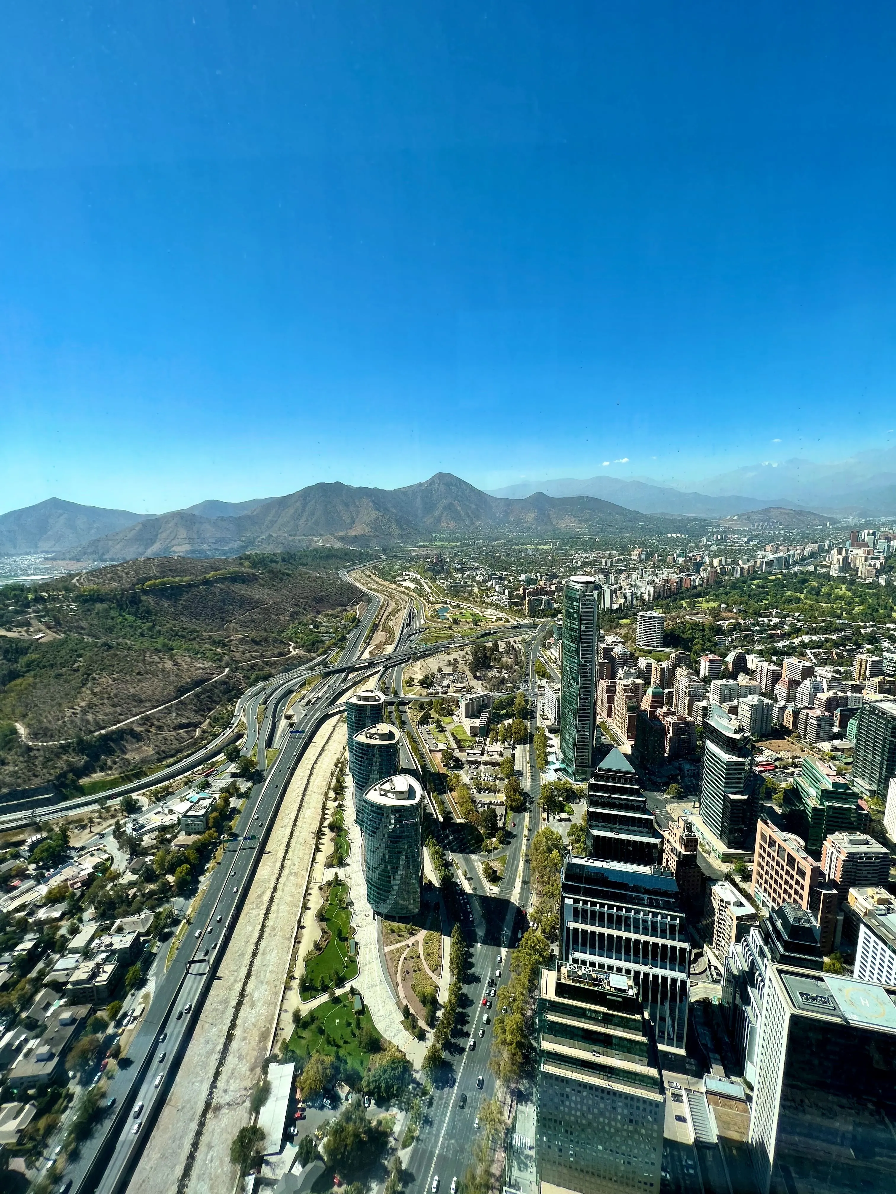 Panoramic views from Sky Costanera, the tallest building in Latin America—bonus points if you can spot your hotel!